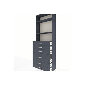 Arges Dolap 3 Raflı 6 Çekmeceli 2 Kapaklı 88x30x243 Antrasit-antrasit