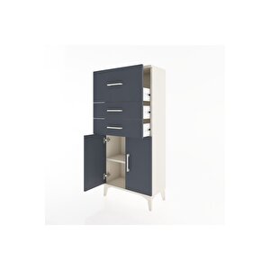 Hyperion Dolap Tek Raflı 3 Çekmeceli 2 Kapaklı 60x44x134 Aytaşı-antrasit