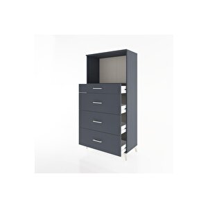 Hyperion Dolap Tek Raflı 4 Çekmeceli 88x44x182 Antrasit-antrasit