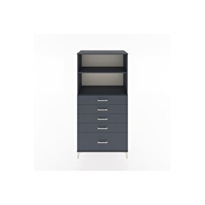 Hyperion Dolap 2 Raflı 5 Çekmeceli 88x44x182 Antrasit-antrasit