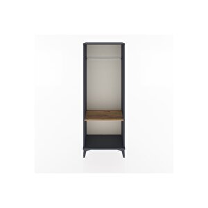 Arges Dolap Tek Raflı Kapaklı Tek Askılı 60x30x163 Antrasit-çam