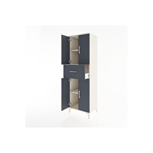 Hyperion Dolap 3 Raflı Tek Çekmeceli 4 Kapaklı 60x44x195 Aytaşı-antrasit