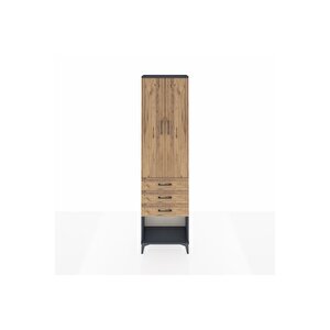 Arges Dolap 2 Raflı 3 Çekmeceli Tek Askılı 60x30x221 Antrasit-çam
