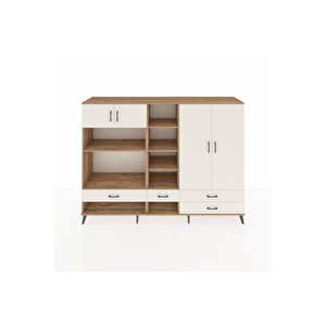 Hyperion Dolap 12 Raflı 4 Çekmeceli 4 Kapaklı 220x44x163 Çam-aytaşı