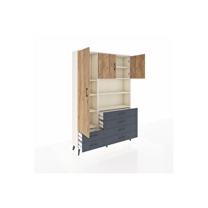 Arges Dolap 8 Raflı 6 Çekmeceli 3 Kapaklı 132x30x195 Aytaşı-çam/antrasit