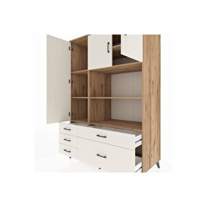 Kronos Dolap 7 Raflı 5 Çekmeceli 3 Kapaklı 132x59x195 Çam-aytaşı/aytaşı