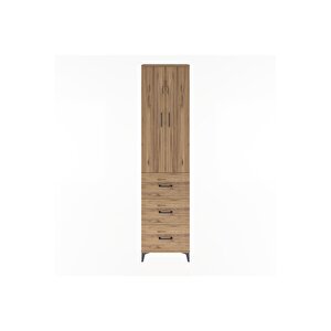 Arges Dolap 4 Raflı 3 Çekmeceli 2 Kapaklı 60x30x243 Çam-çam