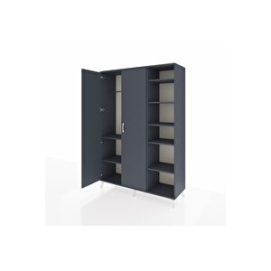 Hyperion Gardrop 7 Raflı 2 Kapaklı Tek Askılı 132x44x195 Antrasit-antrasit