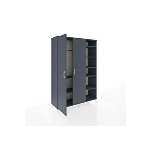 Hyperion Gardrop 7 Raflı 2 Kapaklı Tek Askılı 132x44x195 Antrasit-antrasit