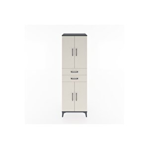 Hyperion Dolap 4 Raflı 2 Çekmeceli 4 Kapaklı 60x44x195 Antrasit-aytaşı