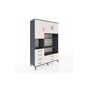 Hyperion Gardrop 9 Raflı 6 Çekmeceli 3 Kapaklı 132x44x195 Antrasit-aytaşı