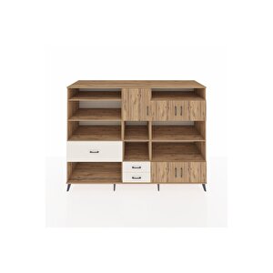 Kronos Dolap 13 Raflı 3 Çekmeceli 5 Kapaklı 220x59x163 Çam-çam/aytaşı