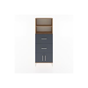 Arges Dolap 2 Raflı 2 Çekmeceli 2 Kapaklı 60x30x163 Çam-antrasit