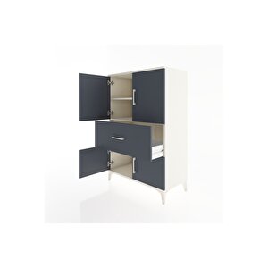 Hyperion Dolap 2 Raflı Tek Çekmeceli 4 Kapaklı 88x44x134 Aytaşı-antrasit