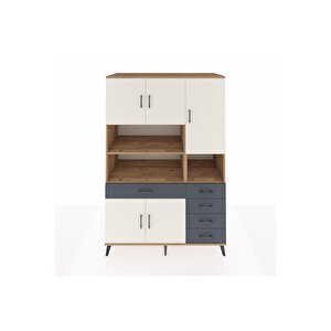 Kronos Dolap 9 Raflı 5 Çekmeceli 5 Kapaklı 132x59x195 Çam-aytaşı/antrasit