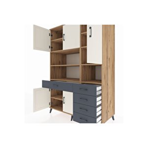 Kronos Dolap 9 Raflı 5 Çekmeceli 5 Kapaklı 132x59x195 Çam-aytaşı/antrasit