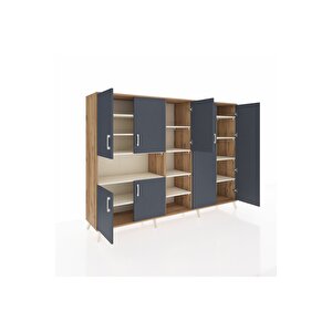 Hyperion Dolap 13 Raflı 7 Kapaklı 220x44x163 Çam-antrasit/aytaşı