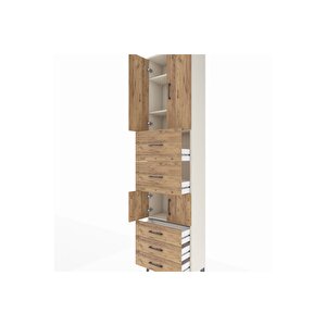 Arges Dolap 4 Raflı 5 Çekmeceli 4 Kapaklı 60x30x243 Aytaşı-çam