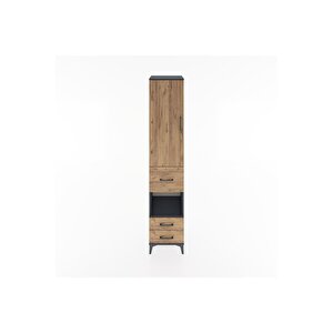 Hyperion Dolap 4 Raflı 3 Çekmeceli Tek Kapaklı 44x44x221 Antrasit-çam