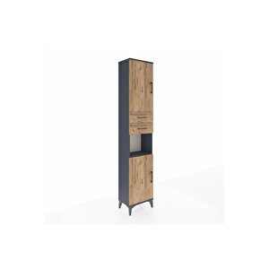 Arges Dolap 4 Raflı 2 Çekmeceli 2 Kapaklı 44x30x221 Antrasit-çam