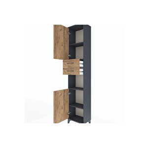 Arges Dolap 4 Raflı 2 Çekmeceli 2 Kapaklı 44x30x221 Antrasit-çam