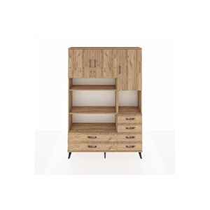 Arges Gardrop 9 Raflı 6 Çekmeceli 3 Kapaklı 132x30x195 Çam-çam