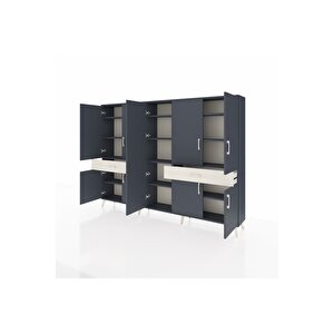 Arges Dolap 12 Raflı 2 Çekmeceli 8 Kapaklı 220x30x163 Antrasit-antrasit/aytaşı