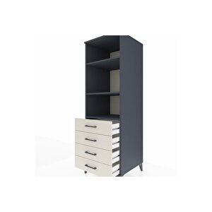 Kronos Dolap 3 Raflı 4 Çekmeceli 60x59x182 Antrasit-aytaşı