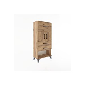 Arges Dolap Tek Raflı 3 Çekmeceli 2 Kapaklı 60x30x134 Çam-çam