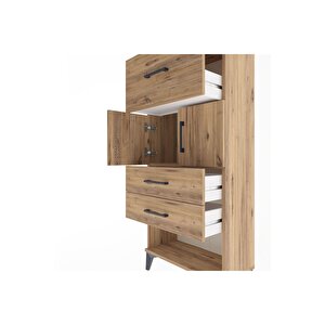 Arges Dolap Tek Raflı 3 Çekmeceli 2 Kapaklı 60x30x134 Çam-çam