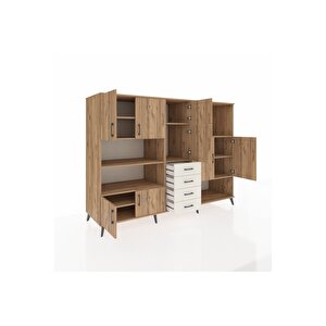 Kronos Dolap 10 Raflı 4 Çekmeceli 8 Kapaklı 220x59x163 Çam-çam/aytaşı