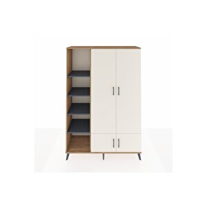 Hyperion Dolap 6 Raflı 4 Kapaklı Tek Askılı 132x44x195 Çam-aytaşı/antrasit