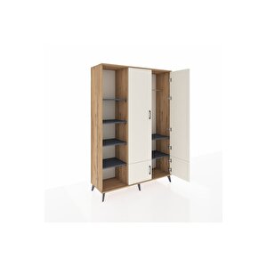 Hyperion Dolap 6 Raflı 4 Kapaklı Tek Askılı 132x44x195 Çam-aytaşı/antrasit