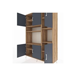 Hyperion Dolap 9 Raflı 6 Kapaklı 132x44x195 Çam-antrasit/çam