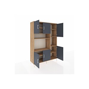 Hyperion Dolap 9 Raflı 6 Kapaklı 132x44x195 Çam-antrasit/çam