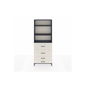 Arges Dolap 3 Raflı 4 Çekmeceli 88x30x221 Antrasit-aytaşı