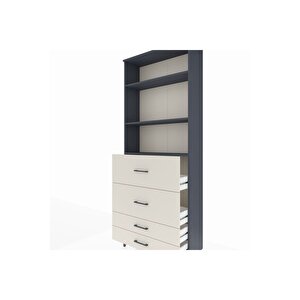 Arges Dolap 3 Raflı 4 Çekmeceli 88x30x221 Antrasit-aytaşı