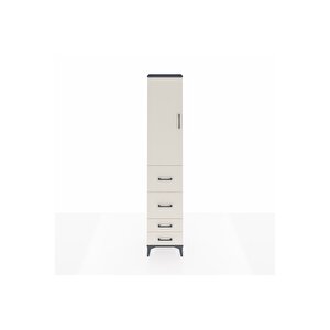 Arges Dolap 3 Raflı 4 Çekmeceli Tek Kapaklı 44x30x221 Antrasit-aytaşı