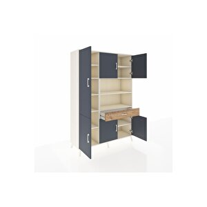 Hyperion Dolap 10 Raflı Tek Çekmeceli 6 Kapaklı 132x44x195 Aytaşı-antrasit/çam