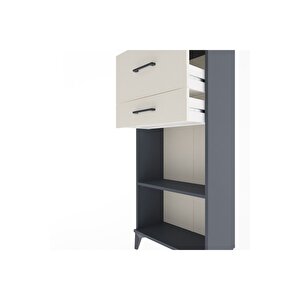 Arges Dolap Tek Raflı 2 Çekmeceli 60x30x134 Antrasit-aytaşı