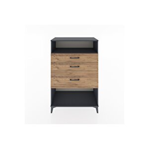 Hyperion Dolap Tek Raflı 3 Çekmeceli 88x44x134 Antrasit-çam