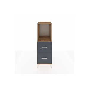 Kronos Dolap Tek Raflı 2 Çekmeceli 44x59x134 Çam-antrasit
