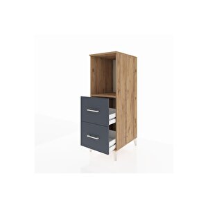 Kronos Dolap Tek Raflı 2 Çekmeceli 44x59x134 Çam-antrasit