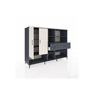 Kronos Dolap 10 Raflı 2 Çekmeceli 2 Kapaklı 220x59x163 Antrasit-aytaşı/antrasit