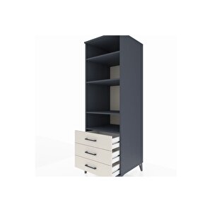 Kronos Dolap 4 Raflı 3 Çekmeceli 60x59x182 Antrasit-aytaşı