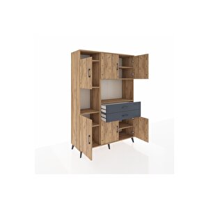 Hyperion Dolap 8 Raflı 2 Çekmeceli 6 Kapaklı 132x44x195 Çam-çam/antrasit