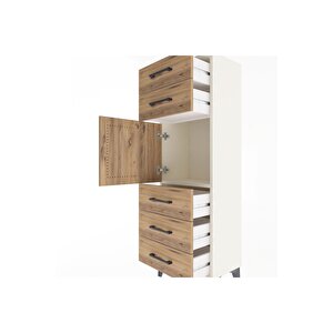 Arges Dolap Tek Raflı 5 Çekmeceli Tek Kapaklı 44x30x134 Aytaşı-çam