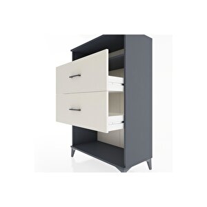 Hyperion Dolap Tek Raflı 2 Çekmeceli 88x44x134 Antrasit-aytaşı
