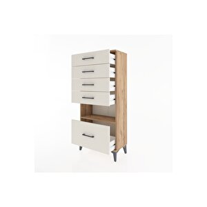 Hyperion Dolap Tek Raflı 5 Çekmeceli 60x44x134 Çam-aytaşı