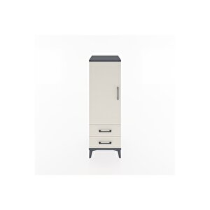 Hyperion Dolap 3 Raflı 2 Çekmeceli Tek Kapaklı 44x44x134 Antrasit-aytaşı